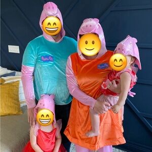 Peppa Pig (2) Mommy Big (2) and Daddy Pig Costumes.